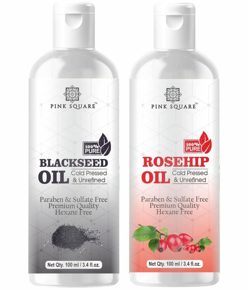 pink square 100% Cold Pressed Blackseed Oil and Rosehip Oil 200 mL Pack of 2     			pink square 100% Cold Pressed Blackseed Oil and Rosehip Oil 200 mL Pack of 2