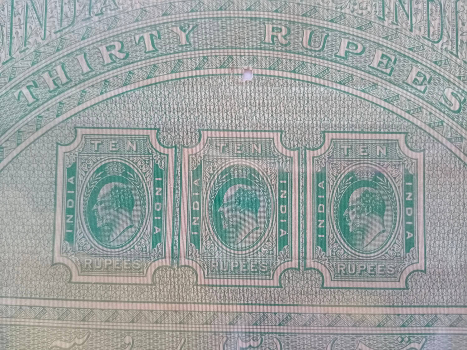 BRITISH INDIA BURMA - R30 - LONG BIG SIZED - KING EDWARD VII ( KE VII ) ( 1902 - 1912 ) - BOND PAPER - HIGH VALUE REVENUE COURT FEE - more than 100 years old vintage collectible     			BRITISH INDIA BURMA - R30 - LONG BIG SIZED - KING EDWARD VII ( KE VII ) ( 1902 - 1912 ) - BOND PAPER - HIGH VALUE REVENUE COURT FEE - more than 100 years old vintage collectible