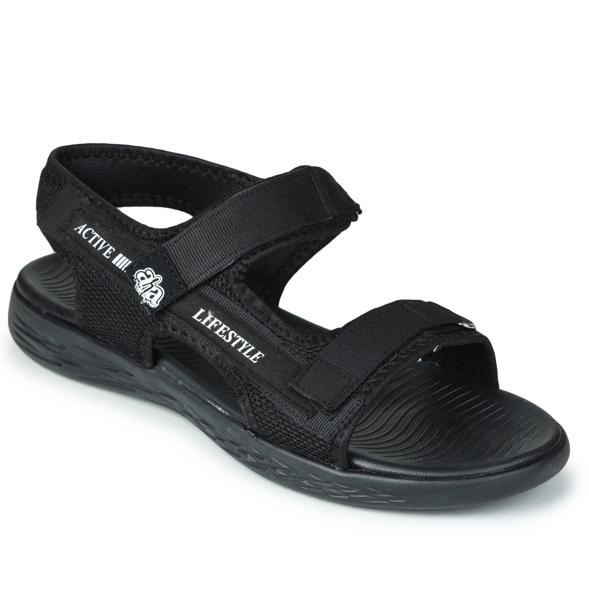     			Liberty Black Synthetic Leather Sandals