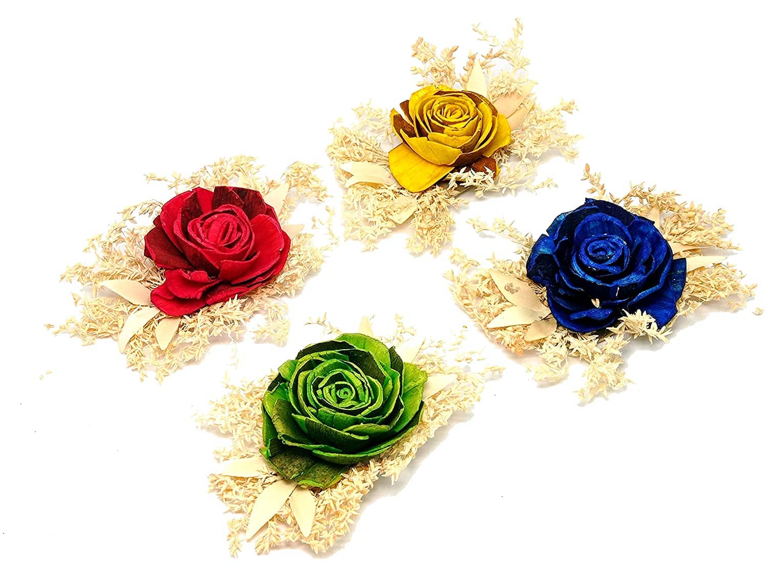 PRANSUNITA Wood Dry Sola Flower Arrangement Bunch for Gift & Decorations ( Pack of 4 ) - Stationery | Buy online on ZillyBuy