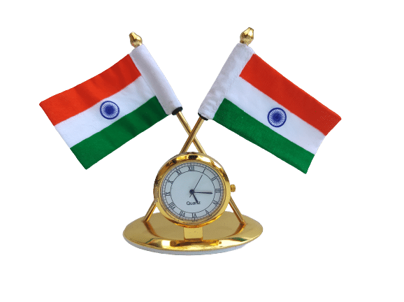     			RAVARIYA GRAPHICS Flags with Clock Golden