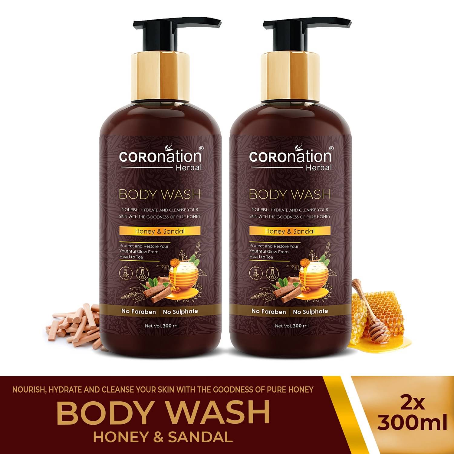 coronation herbal  Honey and Sandal  Body Wash 600 mL     			coronation herbal  Honey and Sandal  Body Wash 600 mL