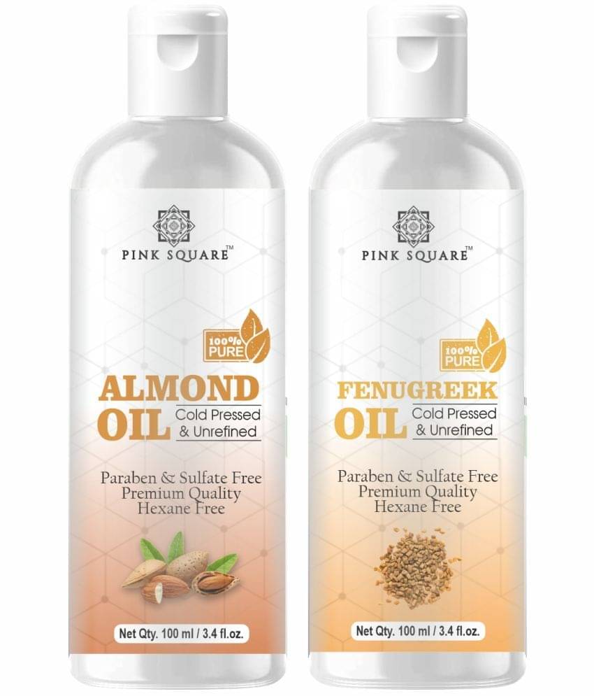 pink square 100% Cold Pressed Almond Oil and Fenugreek Oil 200 mL Pack of 2 pink square 100% Cold Pressed Almond Oil and Fenugreek Oil 200 mL Pack of 2