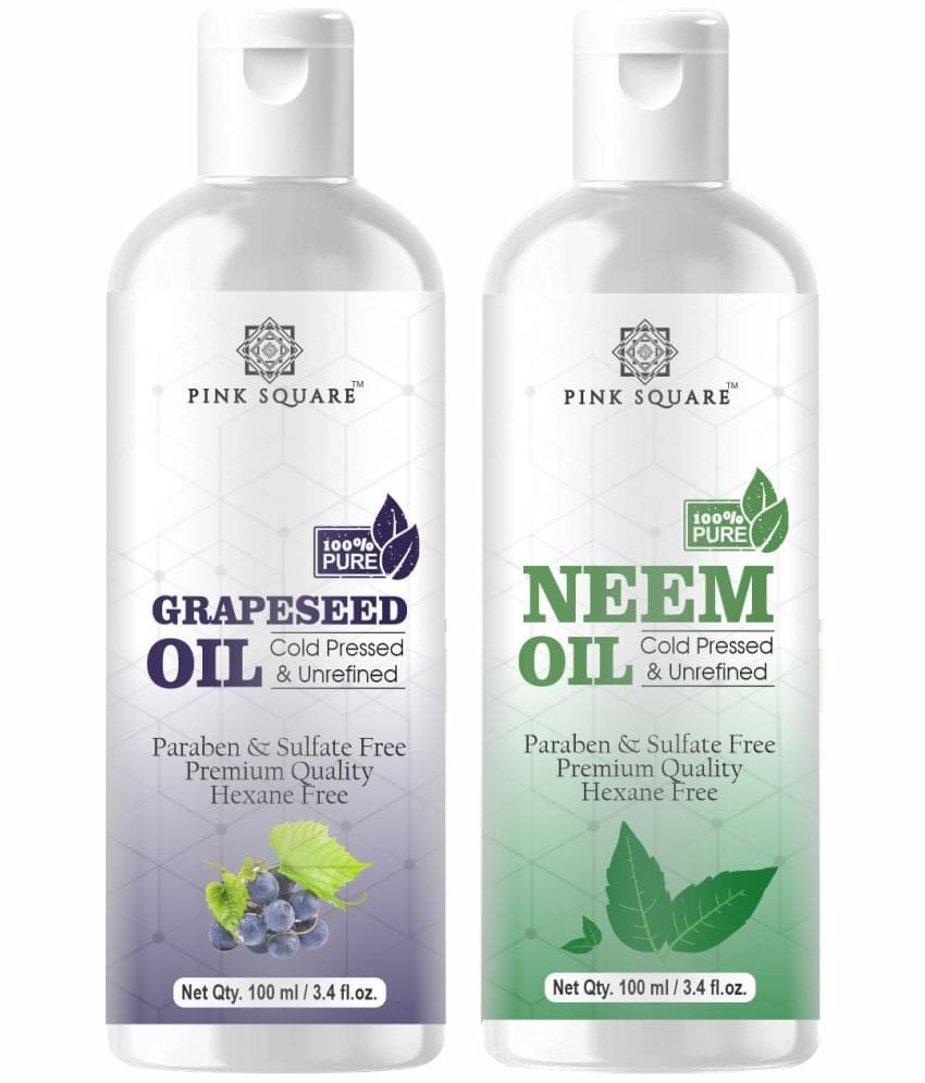 pink square 100% Cold Pressed Grapeseed Oil and Neem Oil 200 mL Pack of 2 pink square 100% Cold Pressed Grapeseed Oil and Neem Oil 200 mL Pack of 2