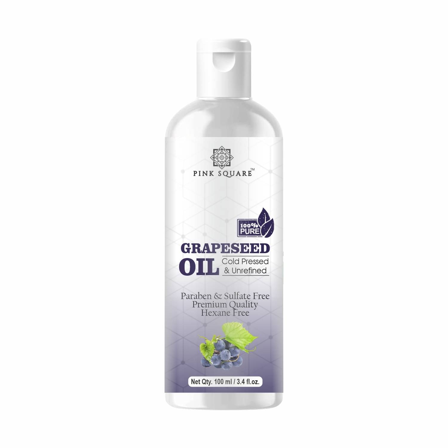     			pink square 100% Cold Pressed Pure Grapeseed Oil For Hair Growth 100 mL