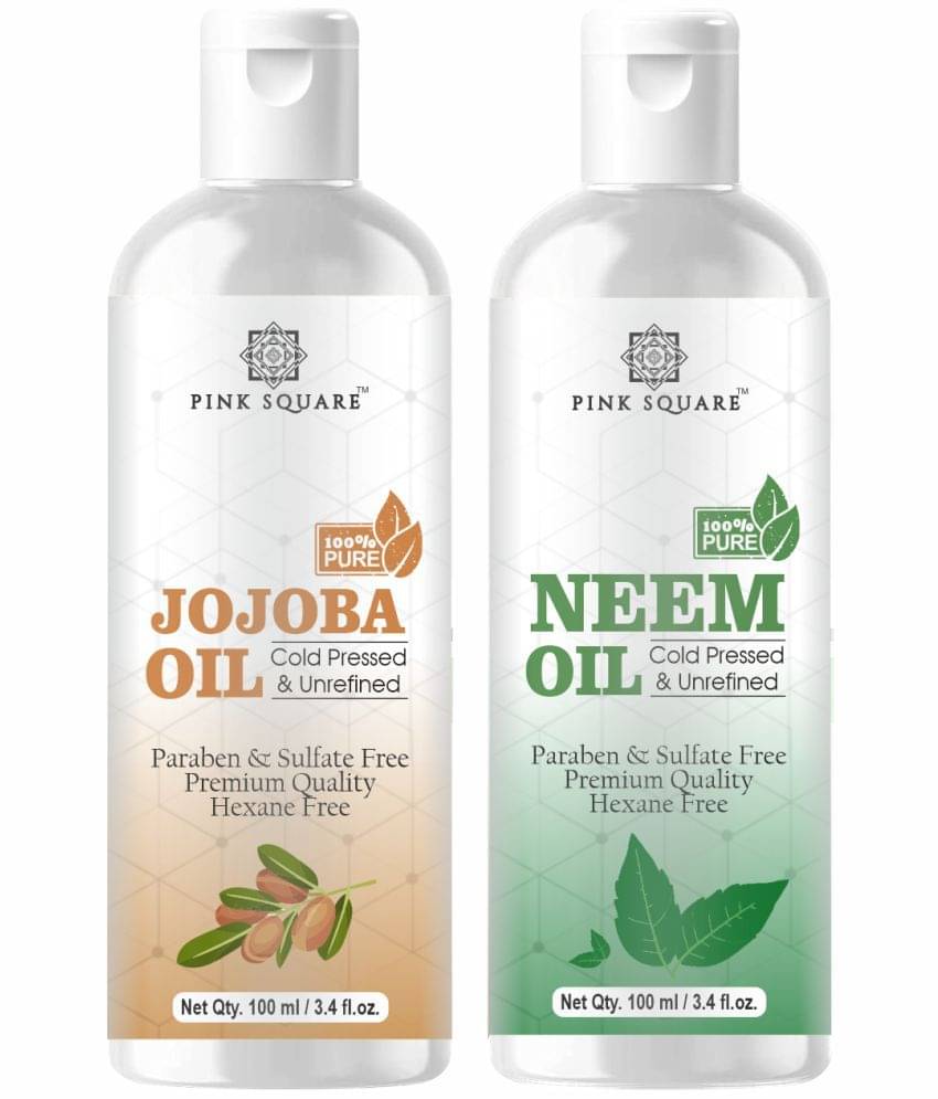 pink square 100% Cold Pressed Jojoba Oil and Neem Oil 200 mL Pack of 2 pink square 100% Cold Pressed Jojoba Oil and Neem Oil 200 mL Pack of 2