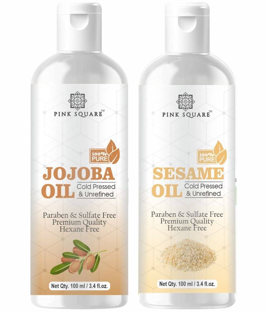 pink square 100% Cold Pressed Jojoba Oil and Sesame Oil 200 mL Pack of 2 pink square 100% Cold Pressed Jojoba Oil and Sesame Oil 200 mL Pack of 2