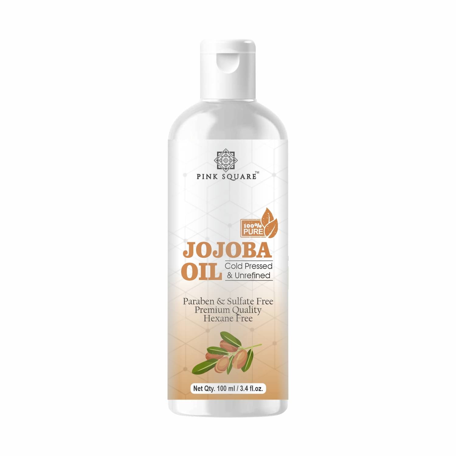     			pink square 100% Cold Pressed Pure Jojoba Oil For Hair Growth 100 mL Pack of 4