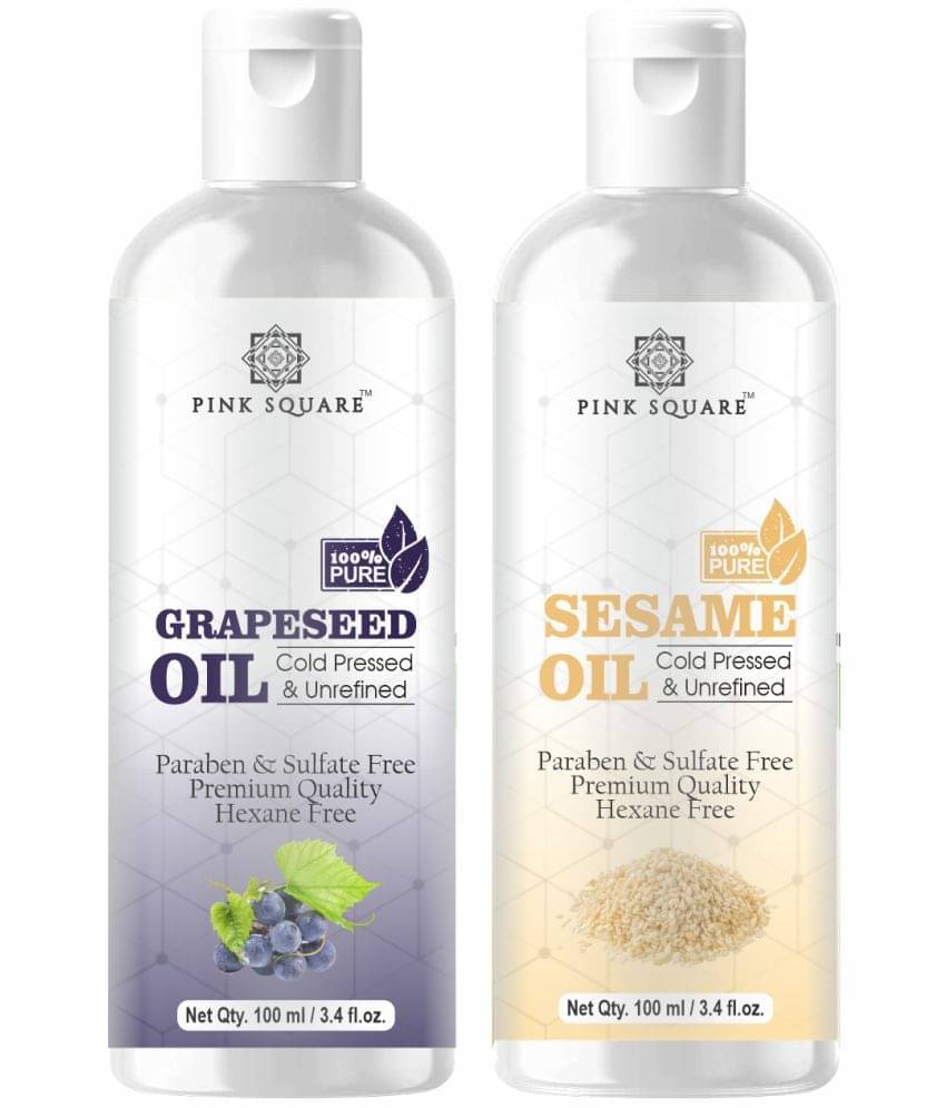 pink square 100% Cold Pressed Grapeseed Oil and Sesame Oil 200 mL Pack of 2 pink square 100% Cold Pressed Grapeseed Oil and Sesame Oil 200 mL Pack of 2