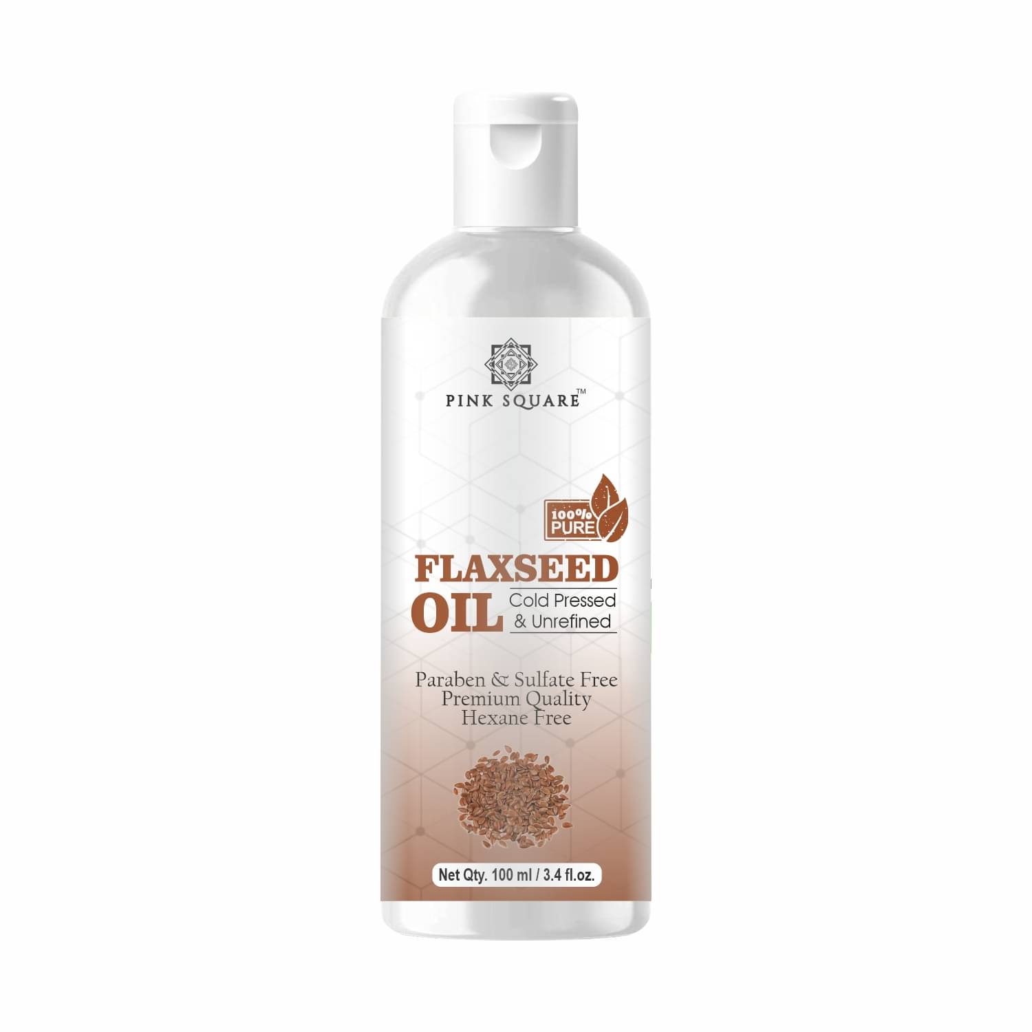     			pink square 100% Cold Pressed Pure Flaxseed Oil For Hair Growth 100 mL