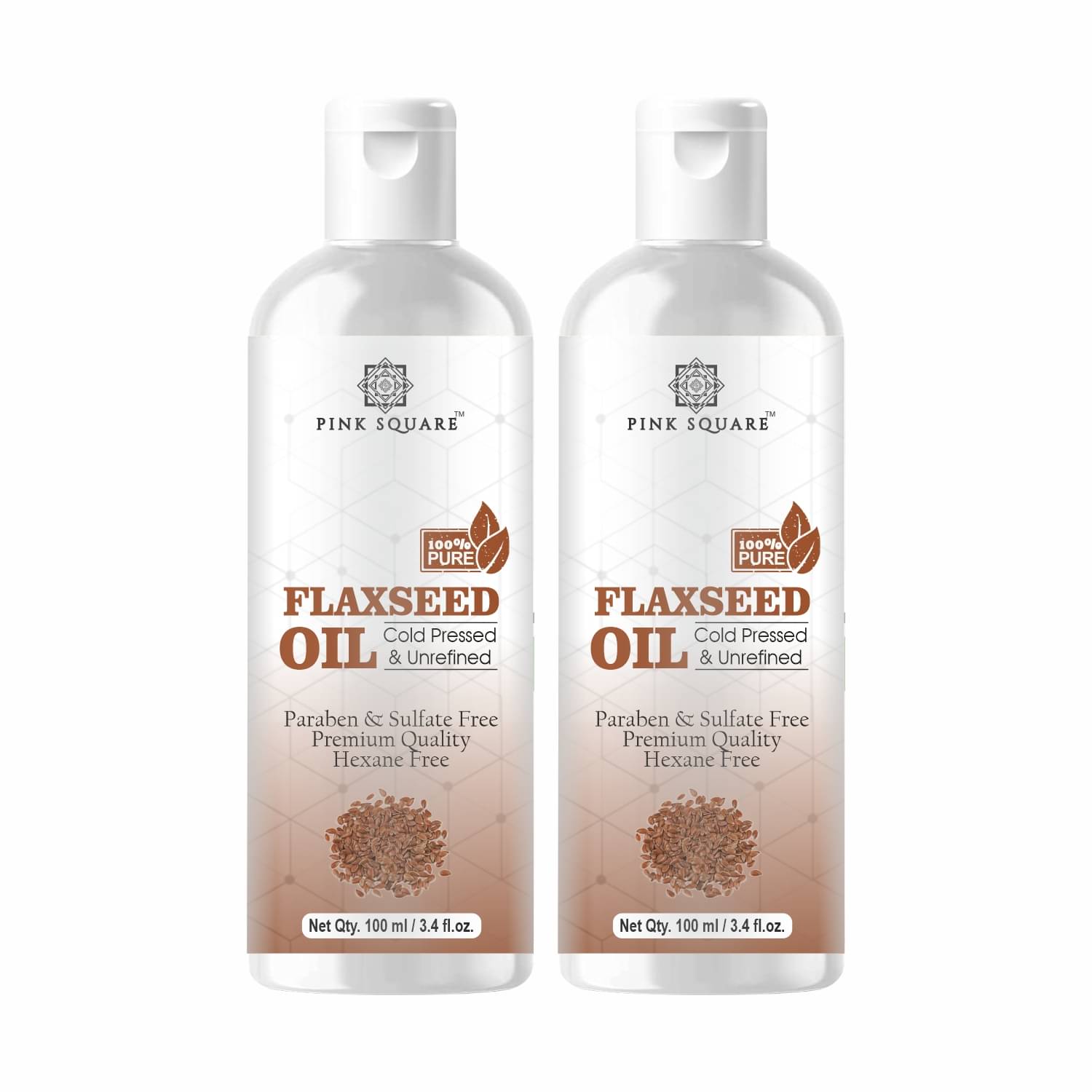pink square 100% Cold Pressed Pure Flaxseed Oil For Hair Growth 200 mL Pack of 2 pink square 100% Cold Pressed Pure Flaxseed Oil For Hair Growth 200 mL Pack of 2