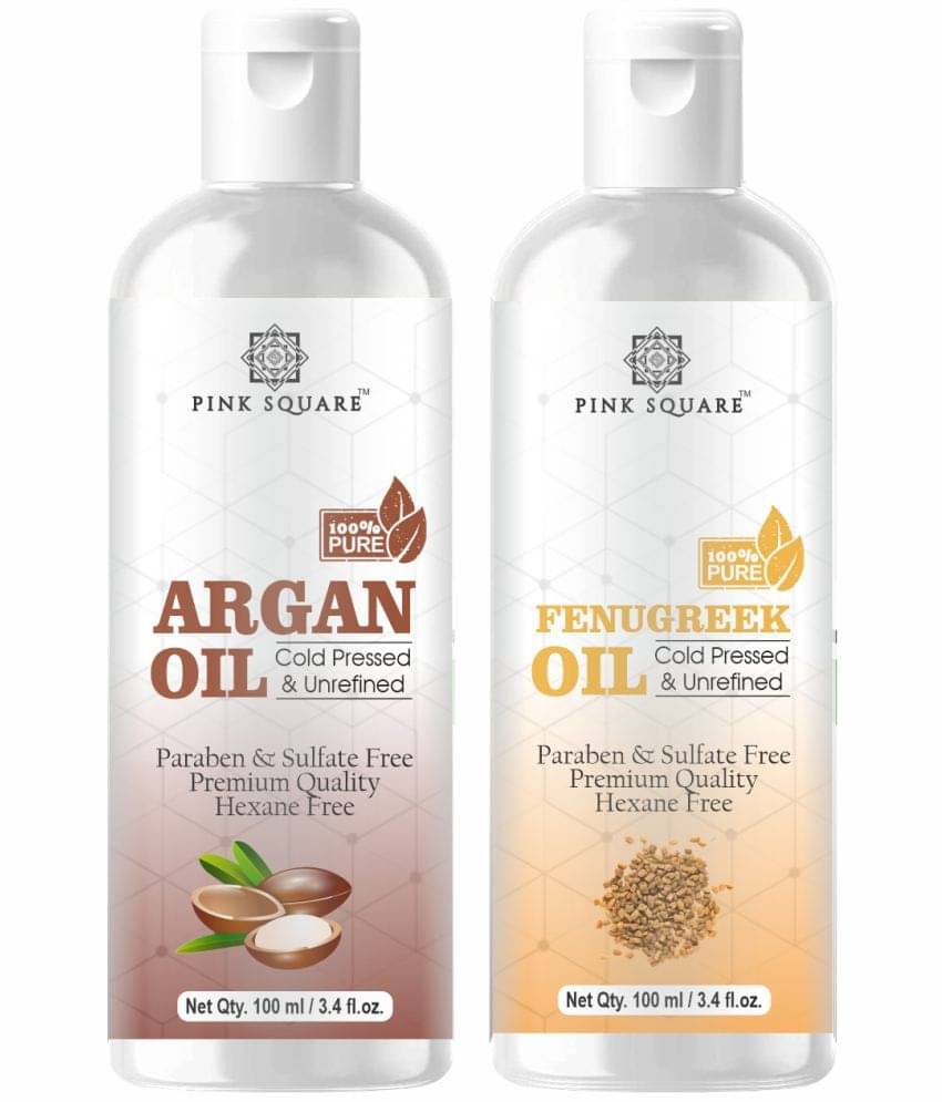 pink square 100% Cold Pressed Argan Oil and Fenugreek Oil 200 mL Pack of 2 pink square 100% Cold Pressed Argan Oil and Fenugreek Oil 200 mL Pack of 2