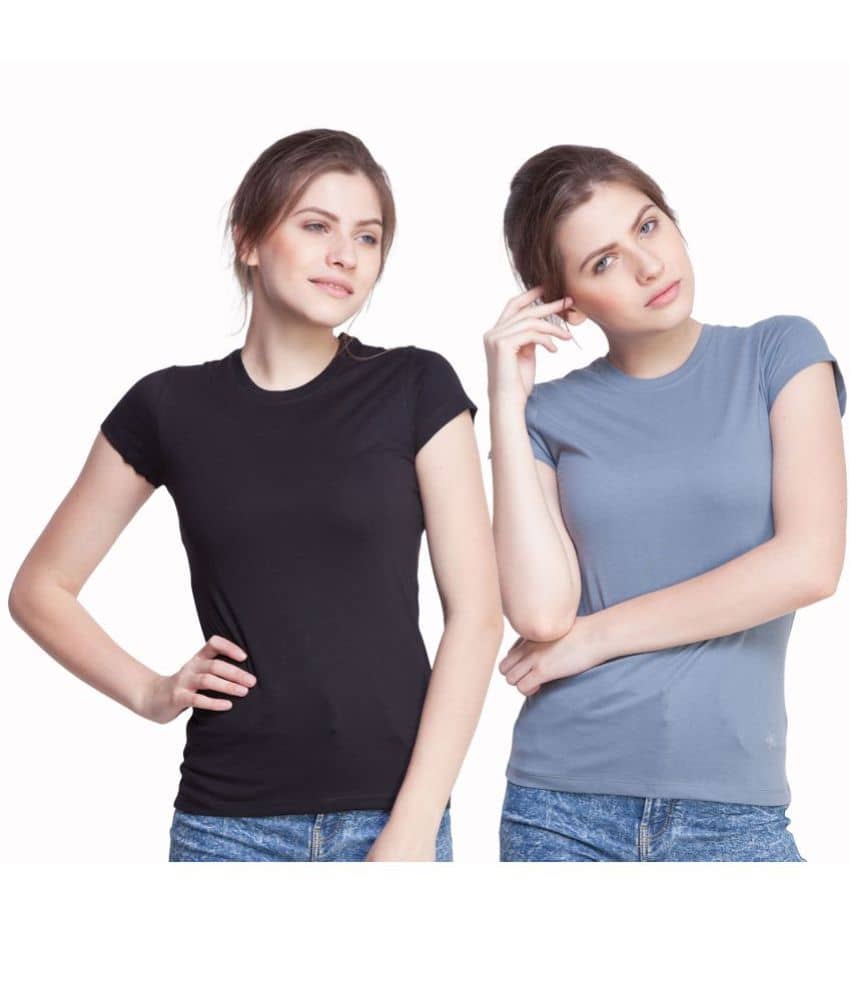 Dollar Missy Women Cotton Solid Regular Fit Round Neck T-Shirt ( Multi Color )