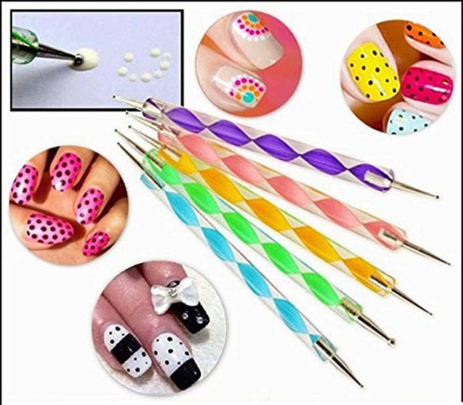 FOK Nail Art Dotting Pen Nails Tool And 1 Pc French Manicure Nail Art Tip Sticker 20 g