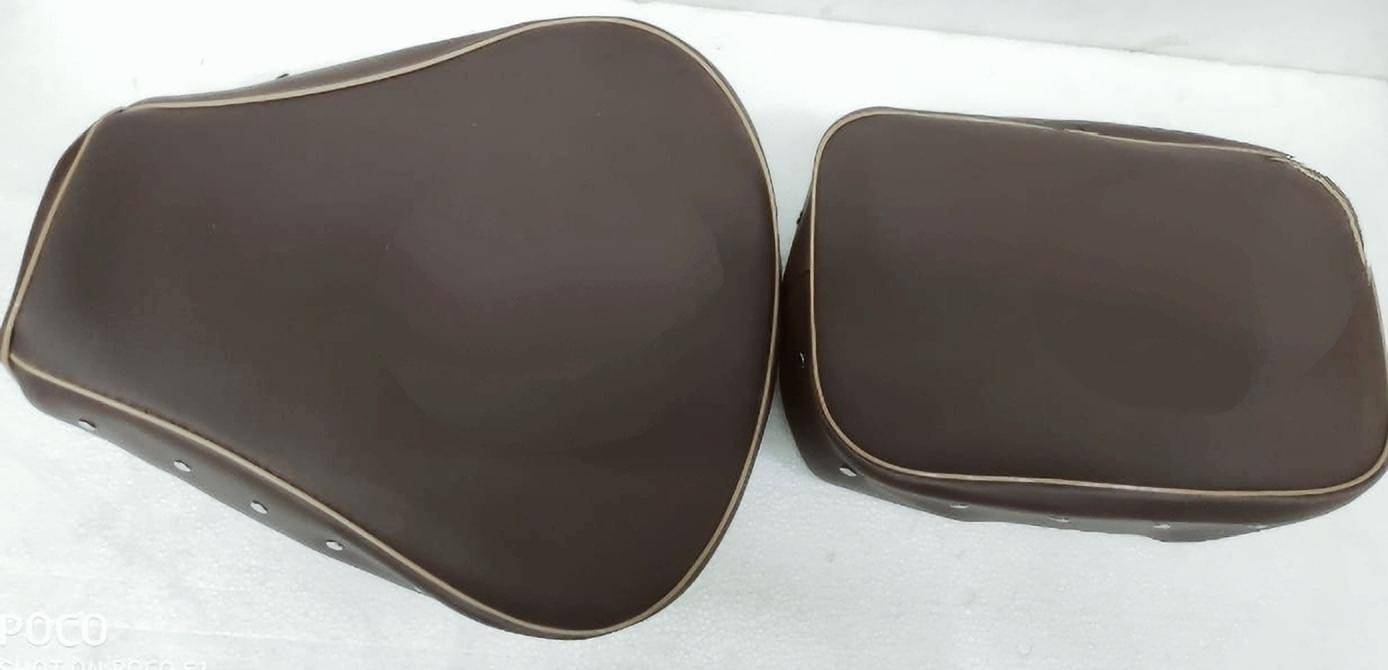 KOHLI BULLET ACCESSORIES Fancy Brown Button Seat Cover For Classic KOHLI BULLET ACCESSORIES Fancy Brown Button Seat Cover For Classic