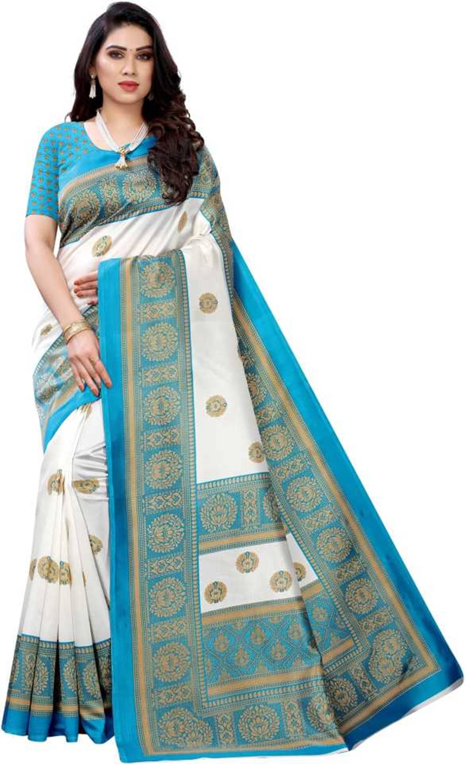 SVB SAREES Art Silk Saree With Unstitched Blouse Piece ( SkyBlue ) SVB SAREES Art Silk Saree With Unstitched Blouse Piece ( SkyBlue )
