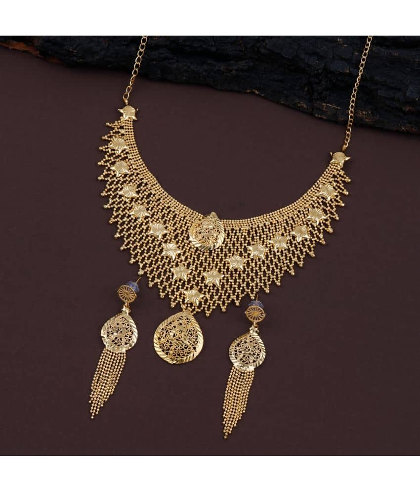 ShreejiHuff Alloy Golden Traditional Necklaces Set