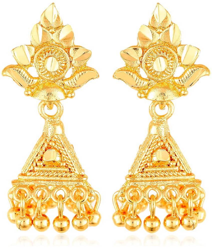 Vighnaharta - Golden Jhumki Earrings ( Pack of 1 ) - Earrings | Buy online on ZillyBuy