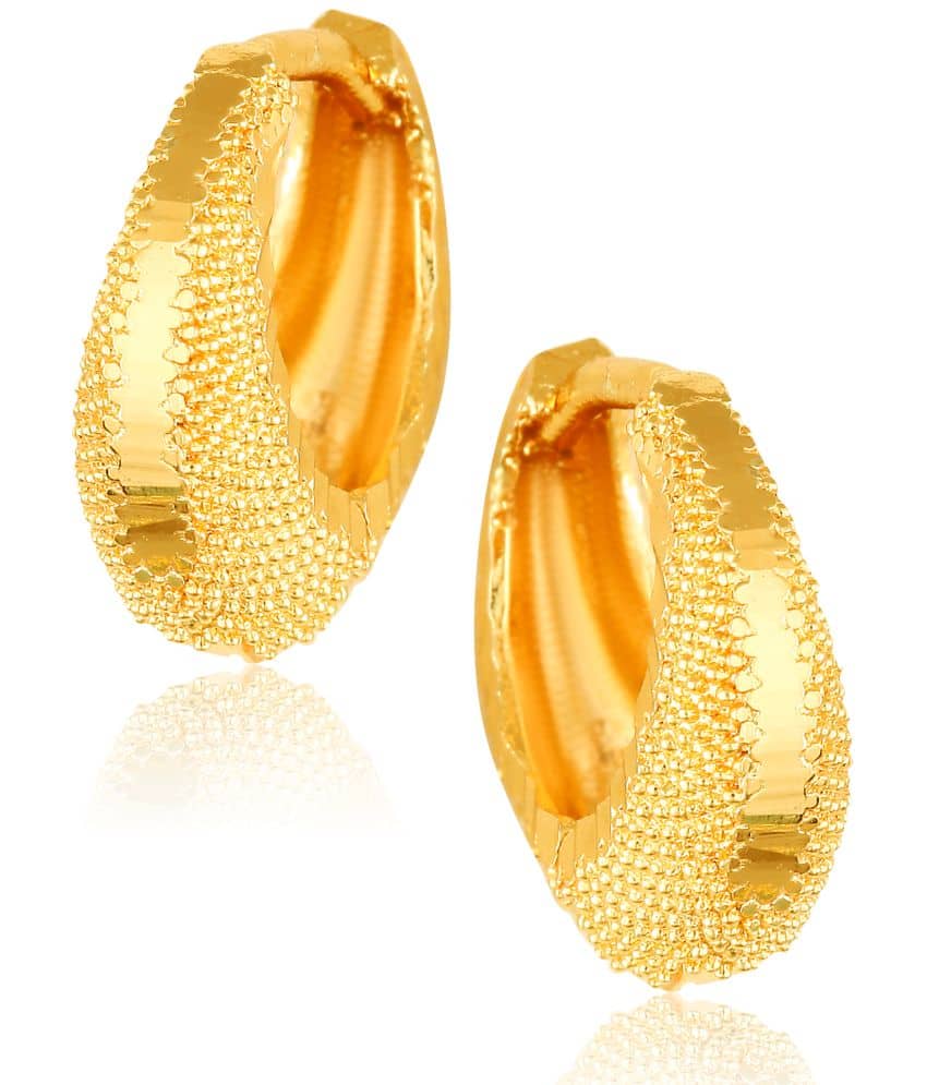Vighnaharta - Golden Bali Earrings ( Pack of 1 ) - Earrings | Buy online on ZillyBuy