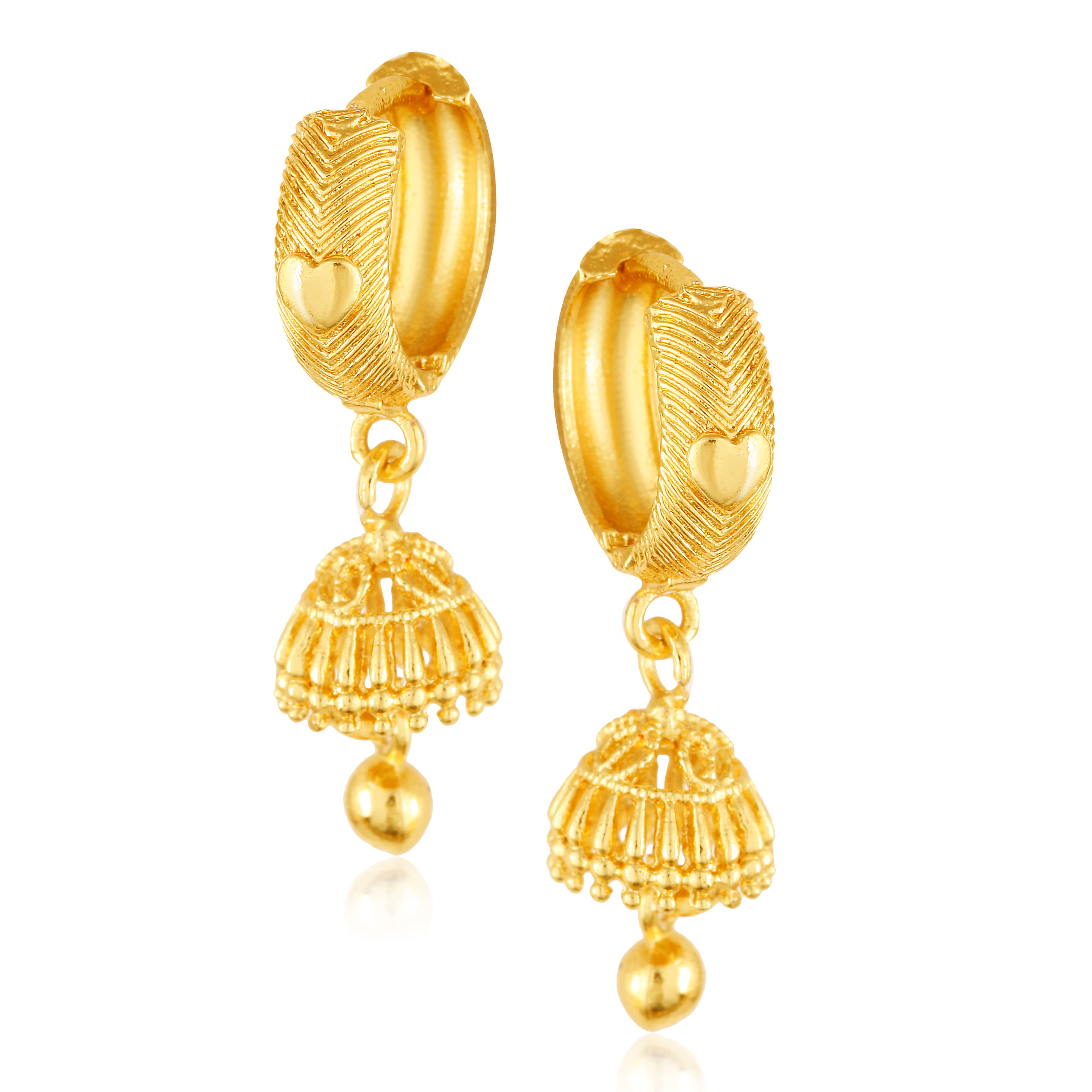 Vighnaharta Filigree work Gold Plated alloy Hoop Earring Clip on fancy drop Bali Earring for Women and Girls  [VFJ1598ERG] - Earrings | Buy online on ZillyBuy