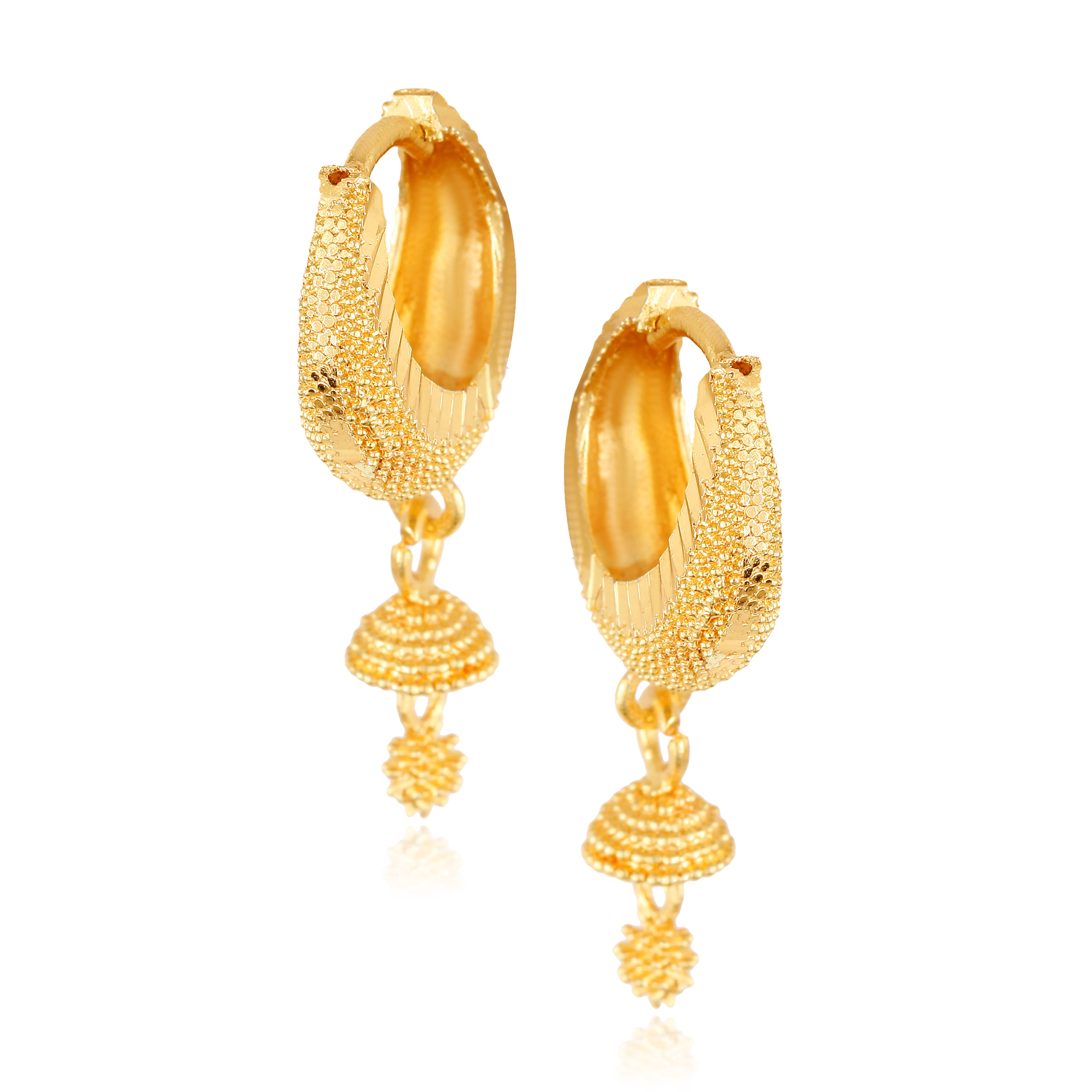     			Vighnaharta Filigree work Gold Plated alloy Hoop Earring Clip on fancy drop Bali Earring for Women and Girls  [VFJ1599ERG]