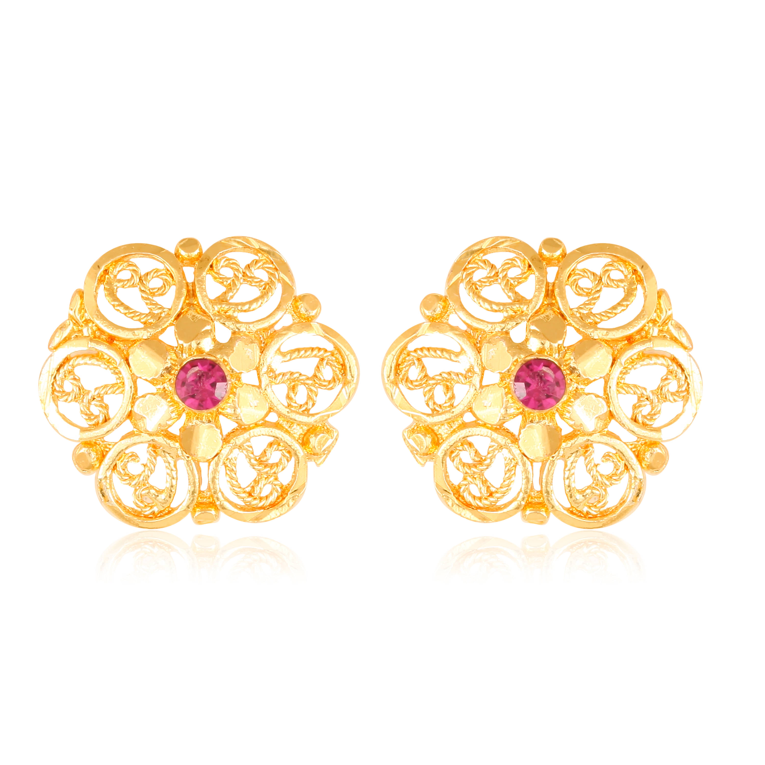     			Vighnaharta Twinkling Elegant  Diva Colorful Jumbo Studs Earring Gold Plated Screw back for Women and Girls  [VFJ1614ERG ]