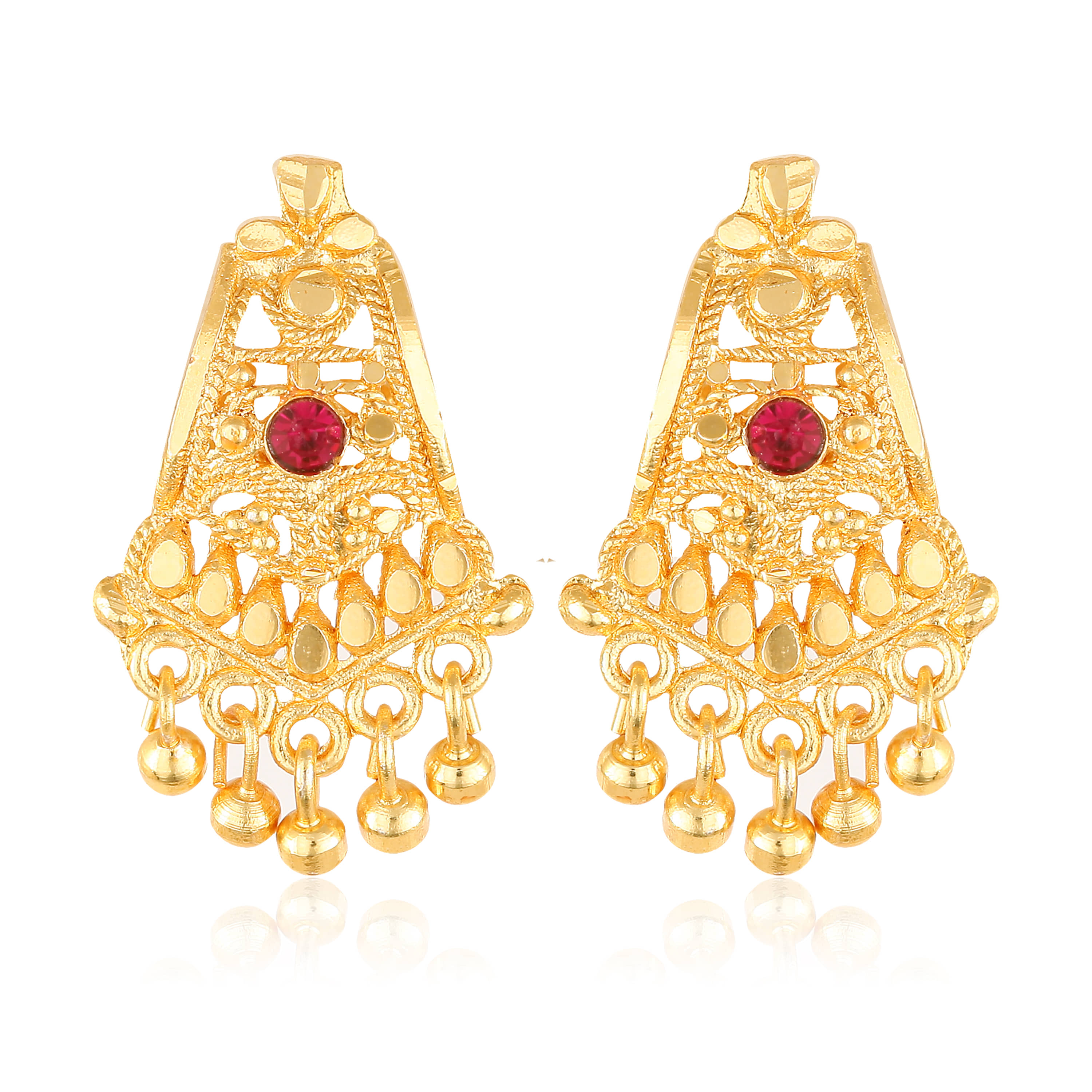 Vighnaharta - Golden Stud Earrings ( Pack of 1 ) - Earrings | Buy online on ZillyBuy