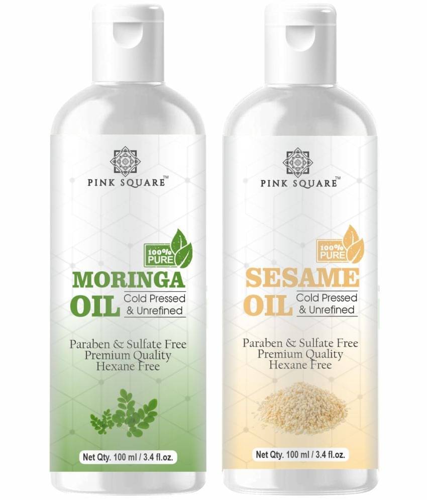 pink square 100% Cold Pressed Moringa Oil and Sesame Oil 200 mL Pack of 2 pink square 100% Cold Pressed Moringa Oil and Sesame Oil 200 mL Pack of 2