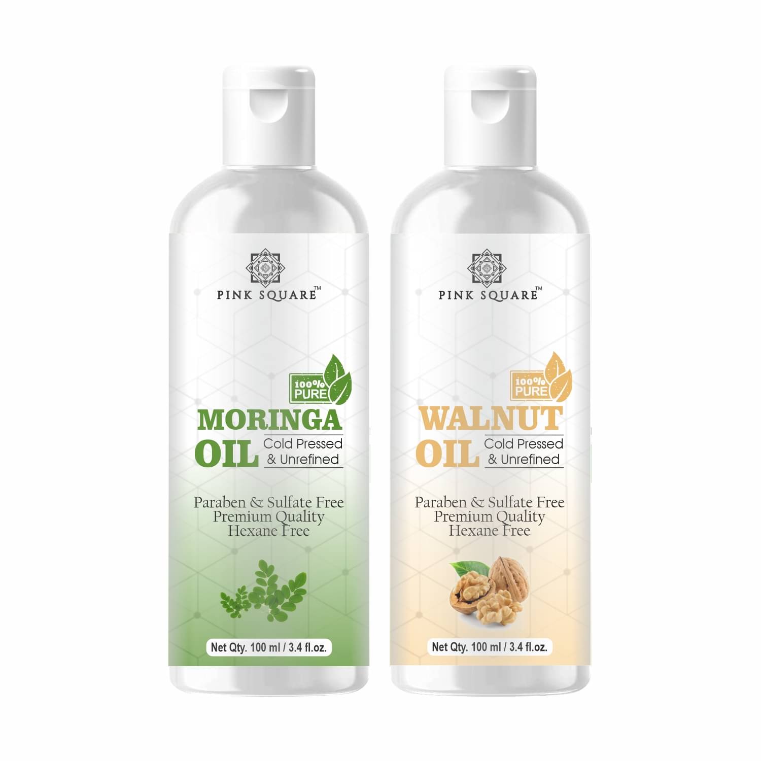     			pink square 100% Cold Pressed Moringa Oil and Walnut Oil 200 mL Pack of 2