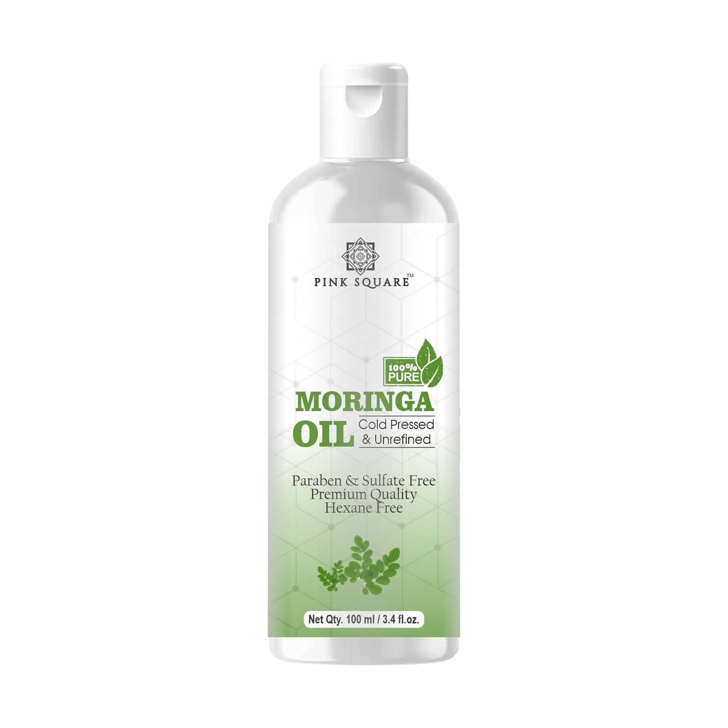 pink square 100% Cold Pressed Pure Moringa Oil For Hair Growth 100 mL pink square 100% Cold Pressed Pure Moringa Oil For Hair Growth 100 mL