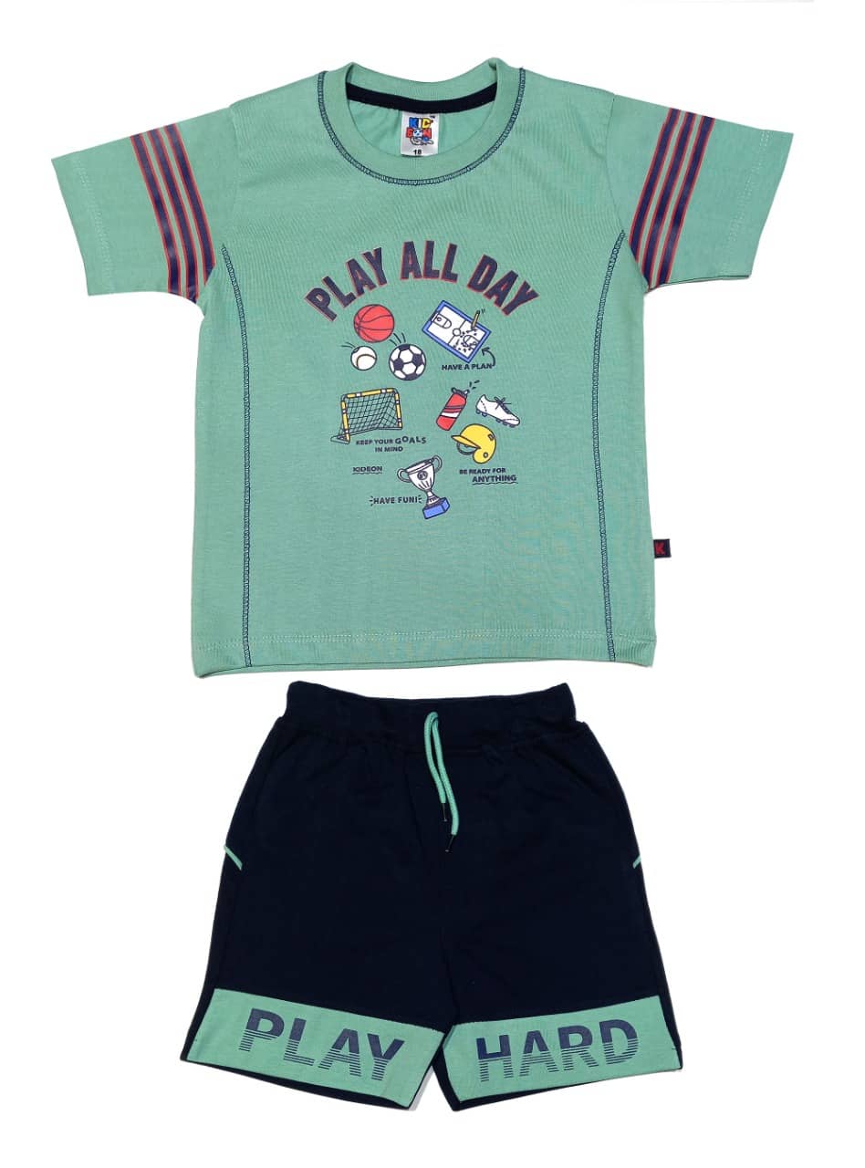 Kideon Pack of 1 Boys Cotton Set ( Green )