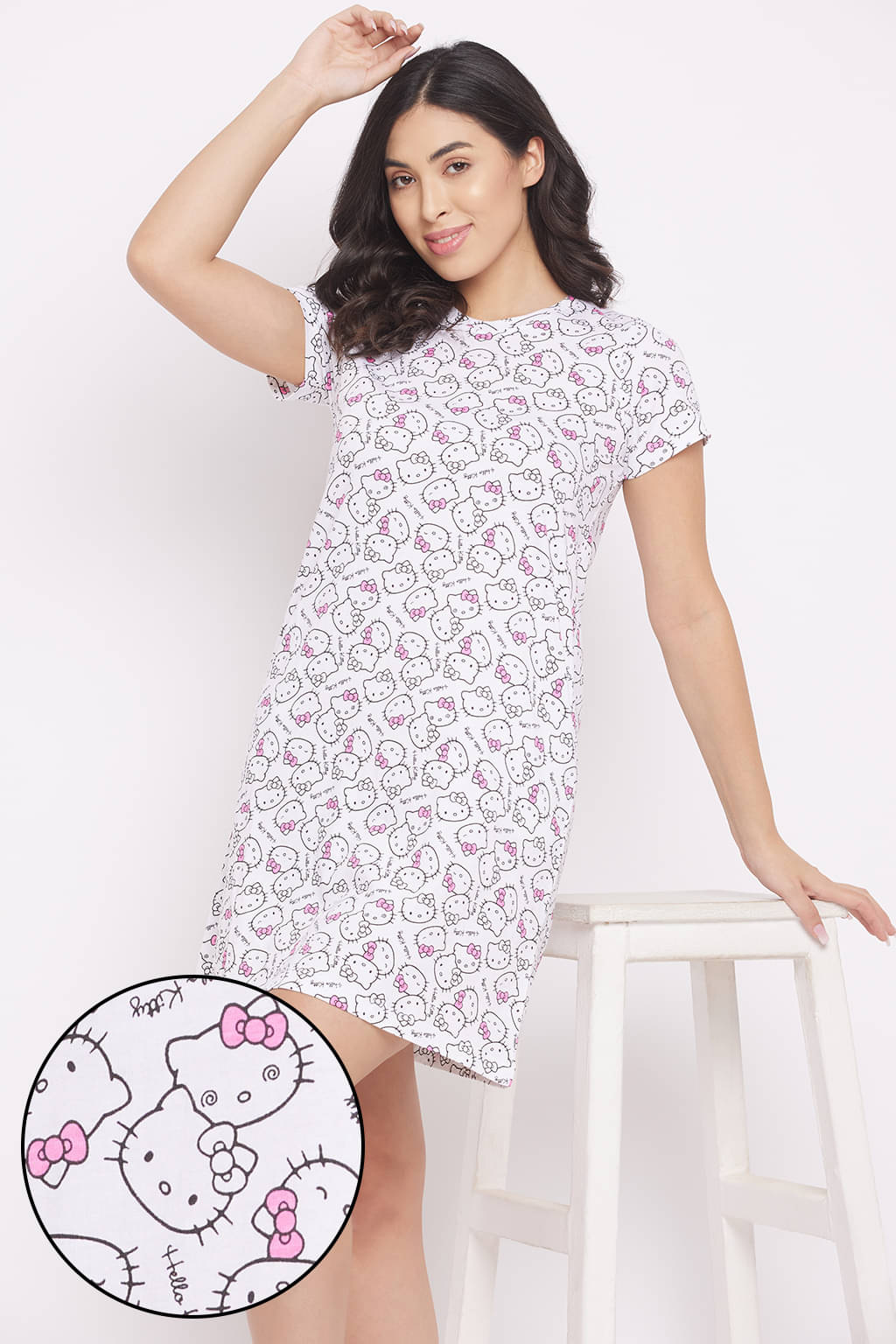     			Clovia Cotton Nighty & Night Gowns - White Single