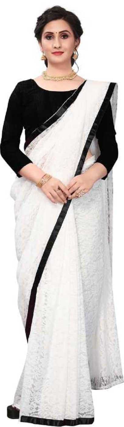 Indy Bliss Brasso Saree With Unstitched Blouse Piece ( Black ) - Sarees | Buy online on ZillyBuy