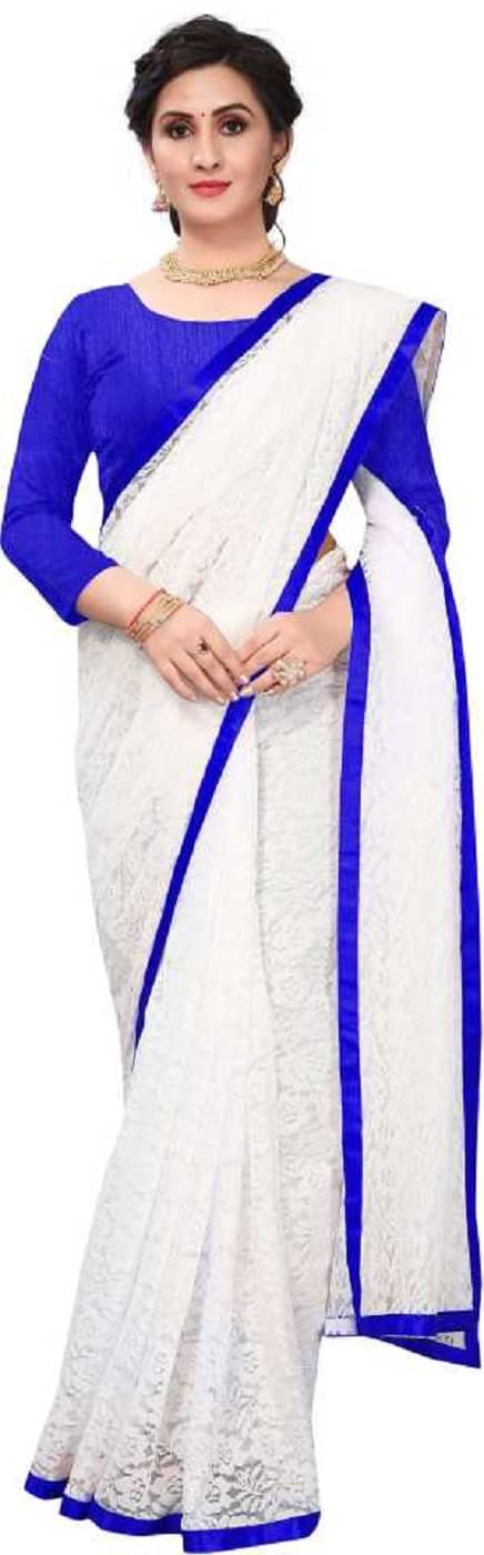 Indy Bliss Brasso Saree With Unstitched Blouse Piece ( LightBLue ) Indy Bliss Brasso Saree With Unstitched Blouse Piece ( LightBLue )