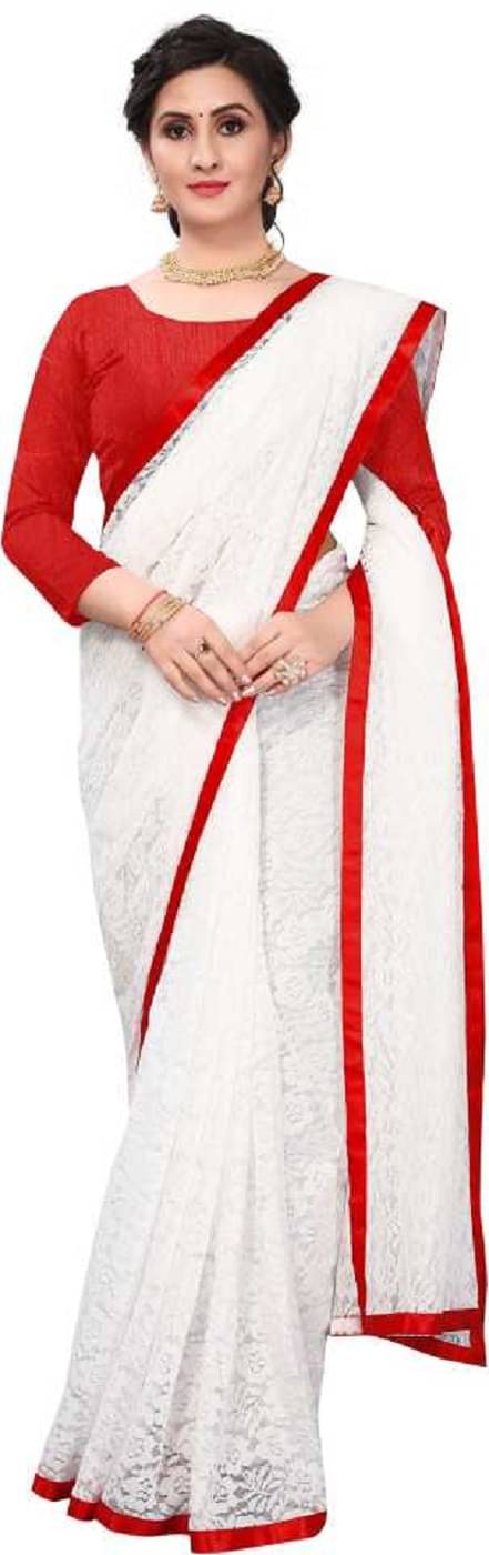 Indy Bliss Brasso Saree With Unstitched Blouse Piece ( Red ) Indy Bliss Brasso Saree With Unstitched Blouse Piece ( Red )