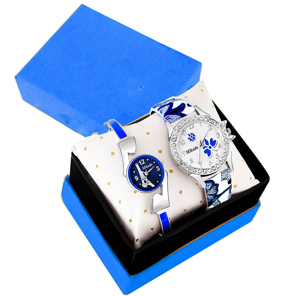     			Mikado Multicolor Leather Analog Womens Watch ( Pack of 2)