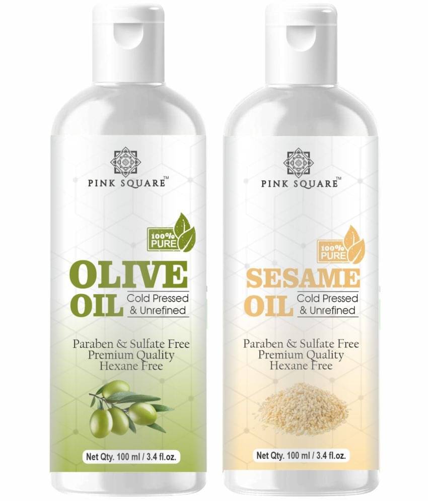 pink square 100% Cold Pressed Olive Oil and Sesame Oil 200 mL Pack of 2 pink square 100% Cold Pressed Olive Oil and Sesame Oil 200 mL Pack of 2