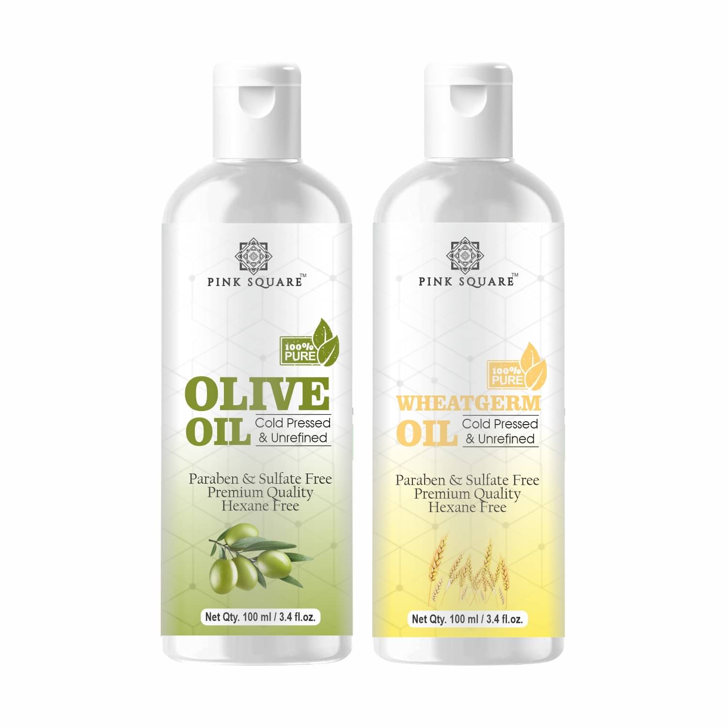     			pink square 100% Cold Pressed Olive Oil and Wheatgerm Oil 200 mL Pack of 2