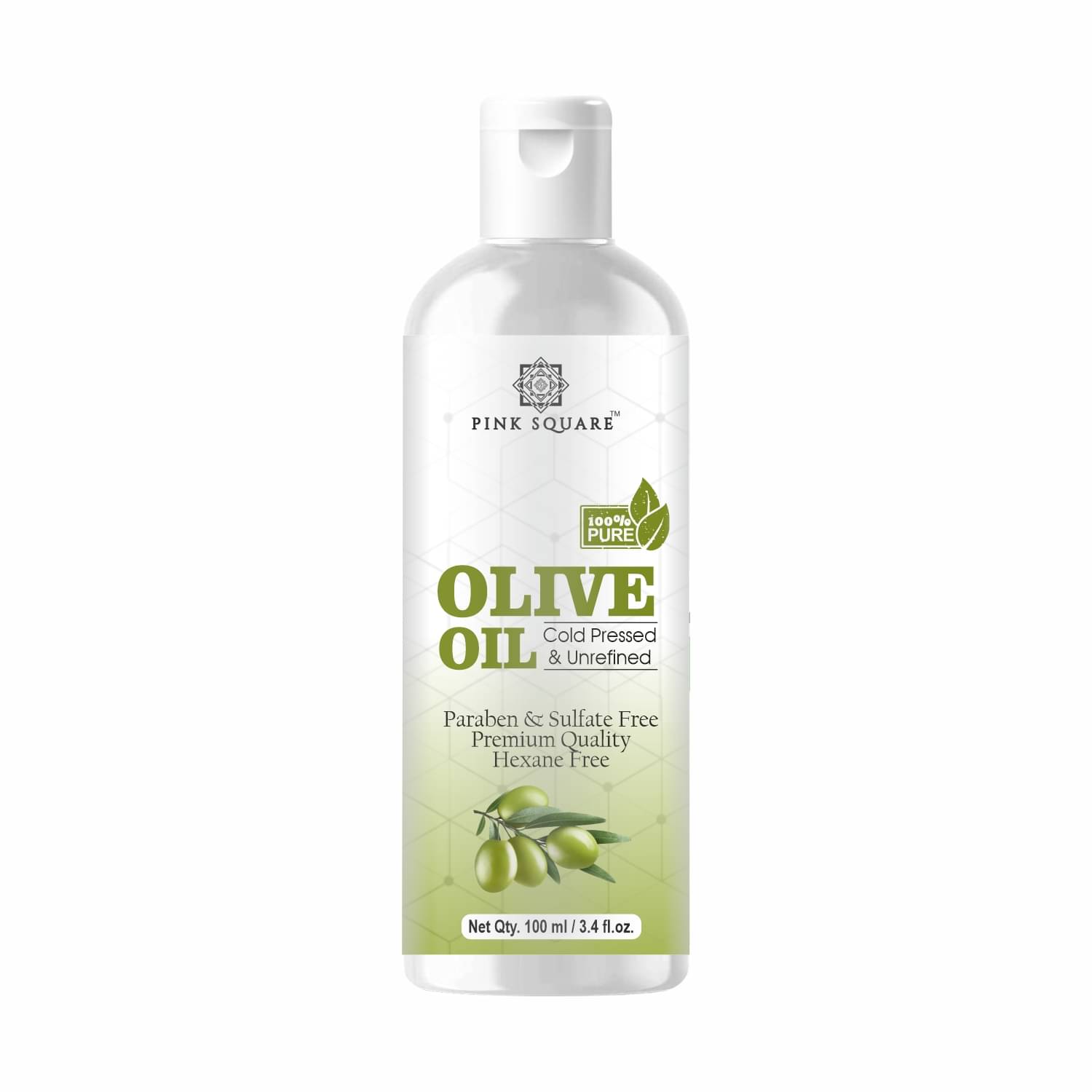 pink square 100% Cold Pressed Pure Olive Oil For Hair Growth 100 mL pink square 100% Cold Pressed Pure Olive Oil For Hair Growth 100 mL