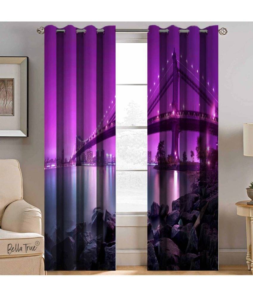 BELLA TRUE Set of 2 Door SemiTransparent Eyelet Polyester Multi Color Curtains ( 213 x 113 cm ) BELLA TRUE Set of 2 Door SemiTransparent Eyelet Polyester Multi Color Curtains ( 213 x 113 cm )