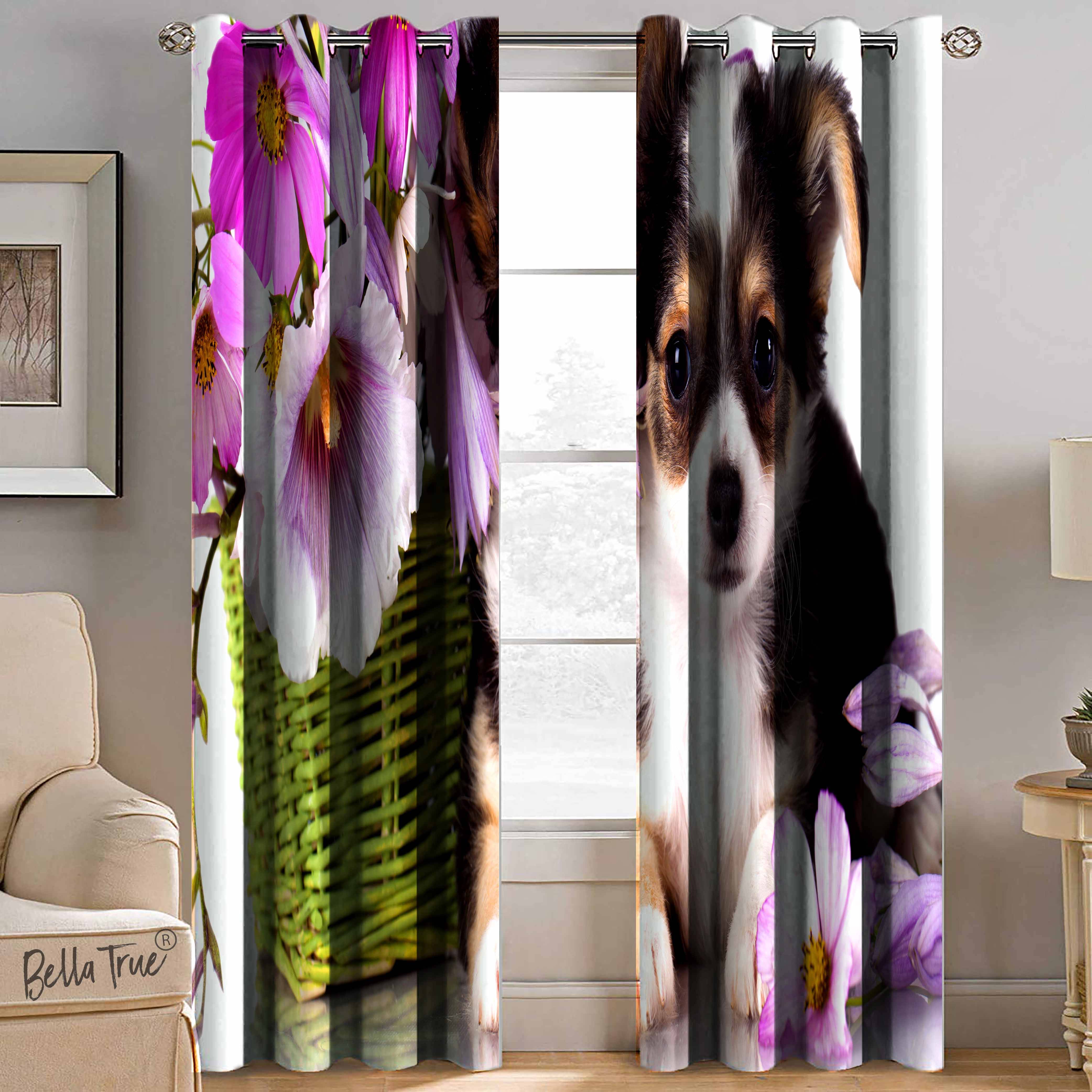 BELLA TRUE Set of 2 Door SemiTransparent Eyelet Polyester Multi Color Curtains ( 213 x 113 cm ) BELLA TRUE Set of 2 Door SemiTransparent Eyelet Polyester Multi Color Curtains ( 213 x 113 cm )
