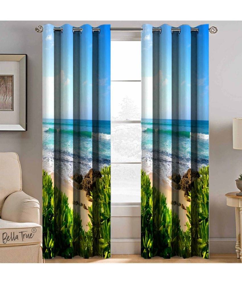 BELLA TRUE Set of 2 Door SemiTransparent Eyelet Polyester Multi Color Curtains ( 213 x 113 cm ) BELLA TRUE Set of 2 Door SemiTransparent Eyelet Polyester Multi Color Curtains ( 213 x 113 cm )