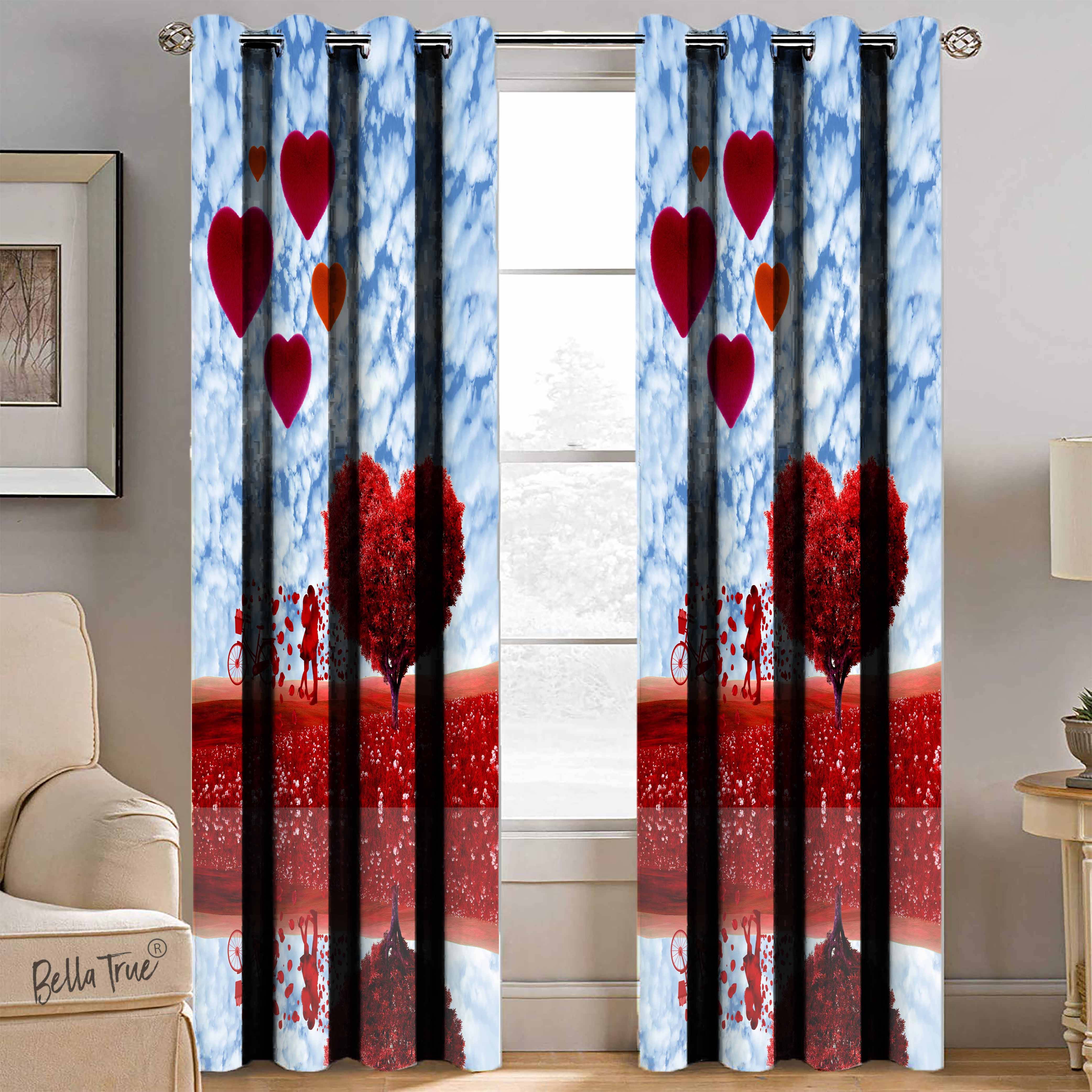 BELLA TRUE Set of 2 Door SemiTransparent Eyelet Polyester Multi Color Curtains ( 213 x 113 cm ) BELLA TRUE Set of 2 Door SemiTransparent Eyelet Polyester Multi Color Curtains ( 213 x 113 cm )
