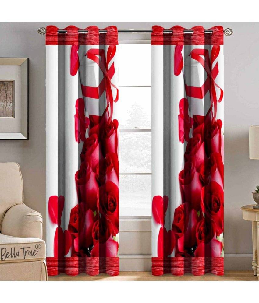 BELLA TRUE Set of 2 Door SemiTransparent Eyelet Polyester Multi Color Curtains ( 213 x 113 cm ) BELLA TRUE Set of 2 Door SemiTransparent Eyelet Polyester Multi Color Curtains ( 213 x 113 cm )