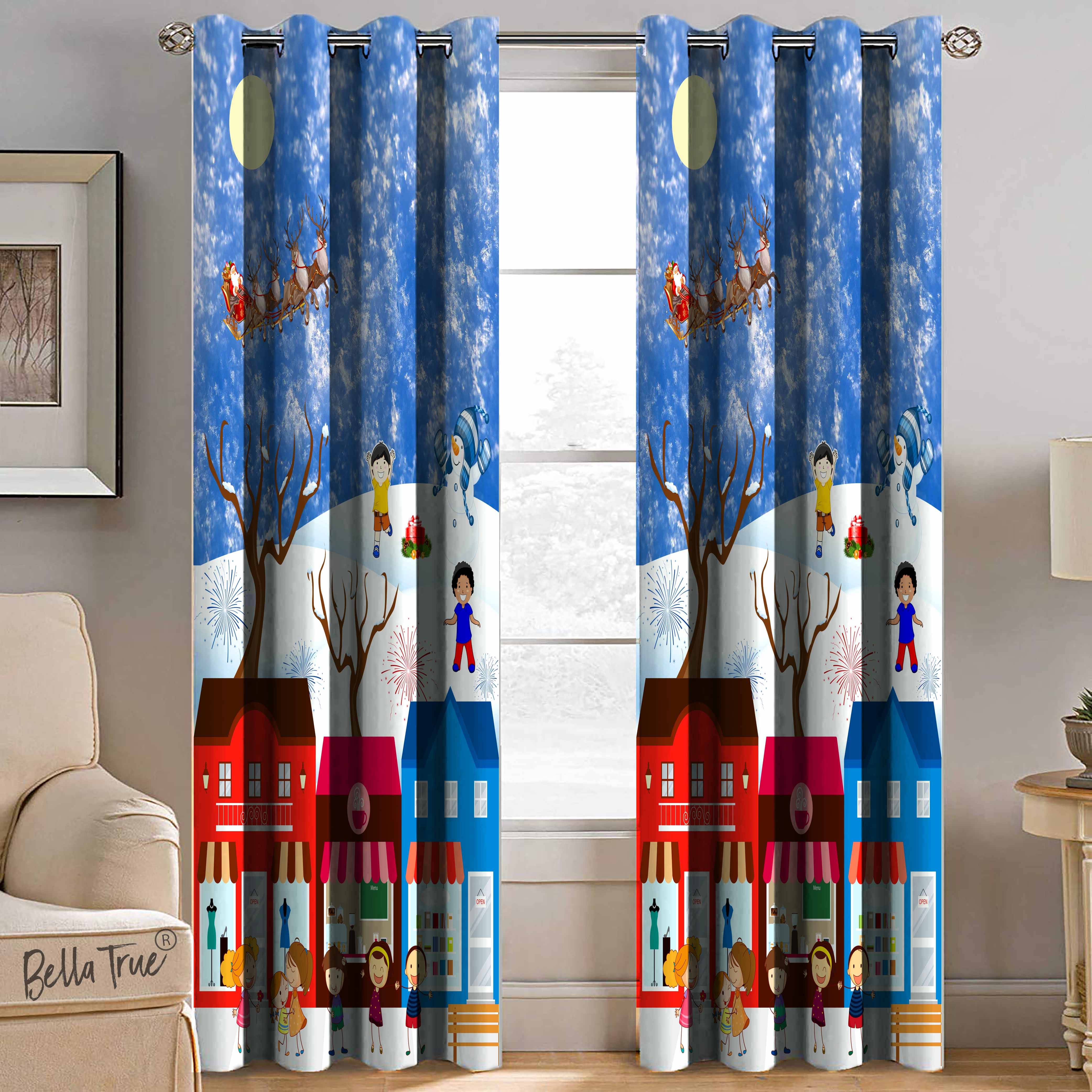 BELLA TRUE Set of 2 Door SemiTransparent Eyelet Polyester Multi Color Curtains ( 213 x 113 cm ) BELLA TRUE Set of 2 Door SemiTransparent Eyelet Polyester Multi Color Curtains ( 213 x 113 cm )