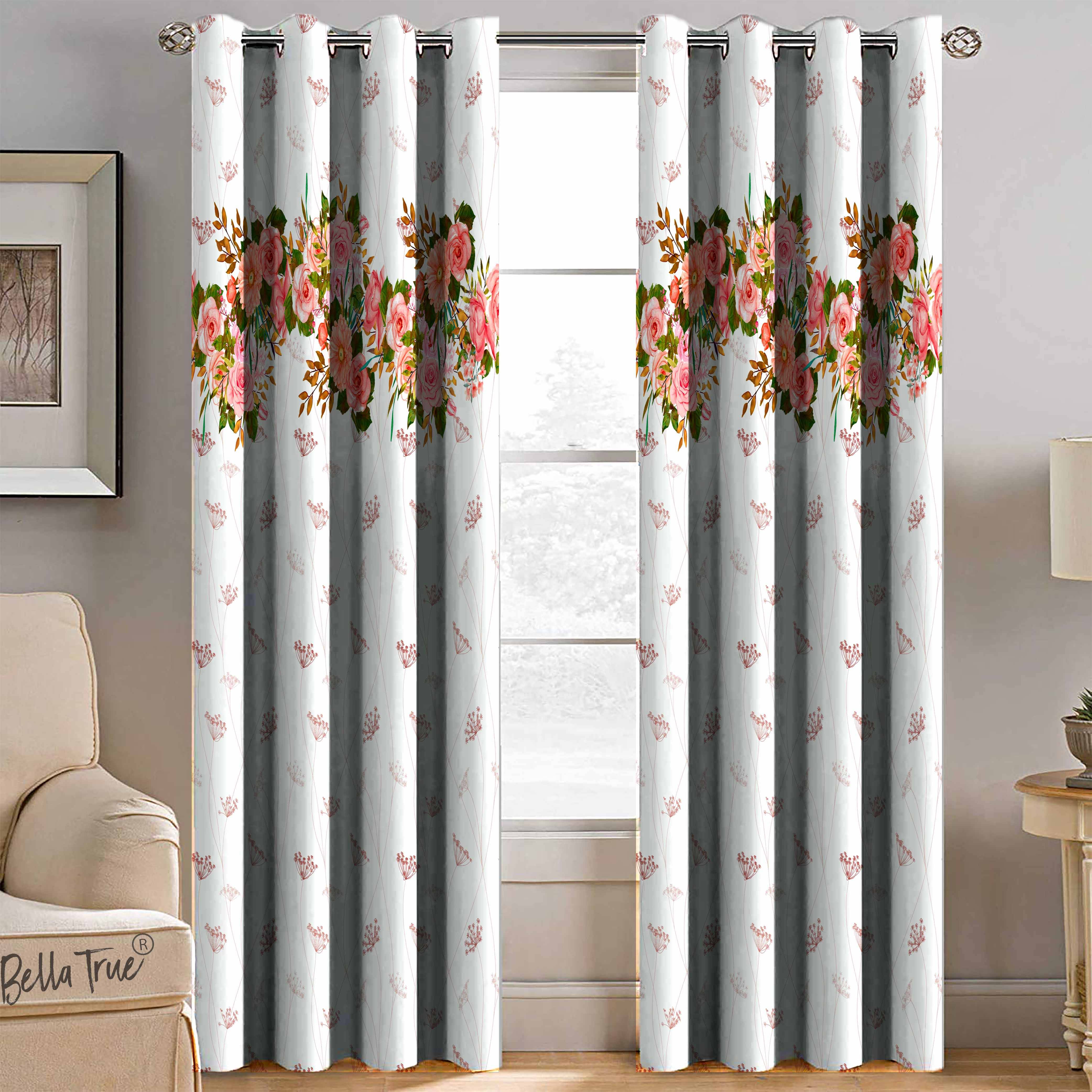 BELLA TRUE Set of 2 Door SemiTransparent Eyelet Polyester Multi Color Curtains ( 213 x 113 cm ) BELLA TRUE Set of 2 Door SemiTransparent Eyelet Polyester Multi Color Curtains ( 213 x 113 cm )