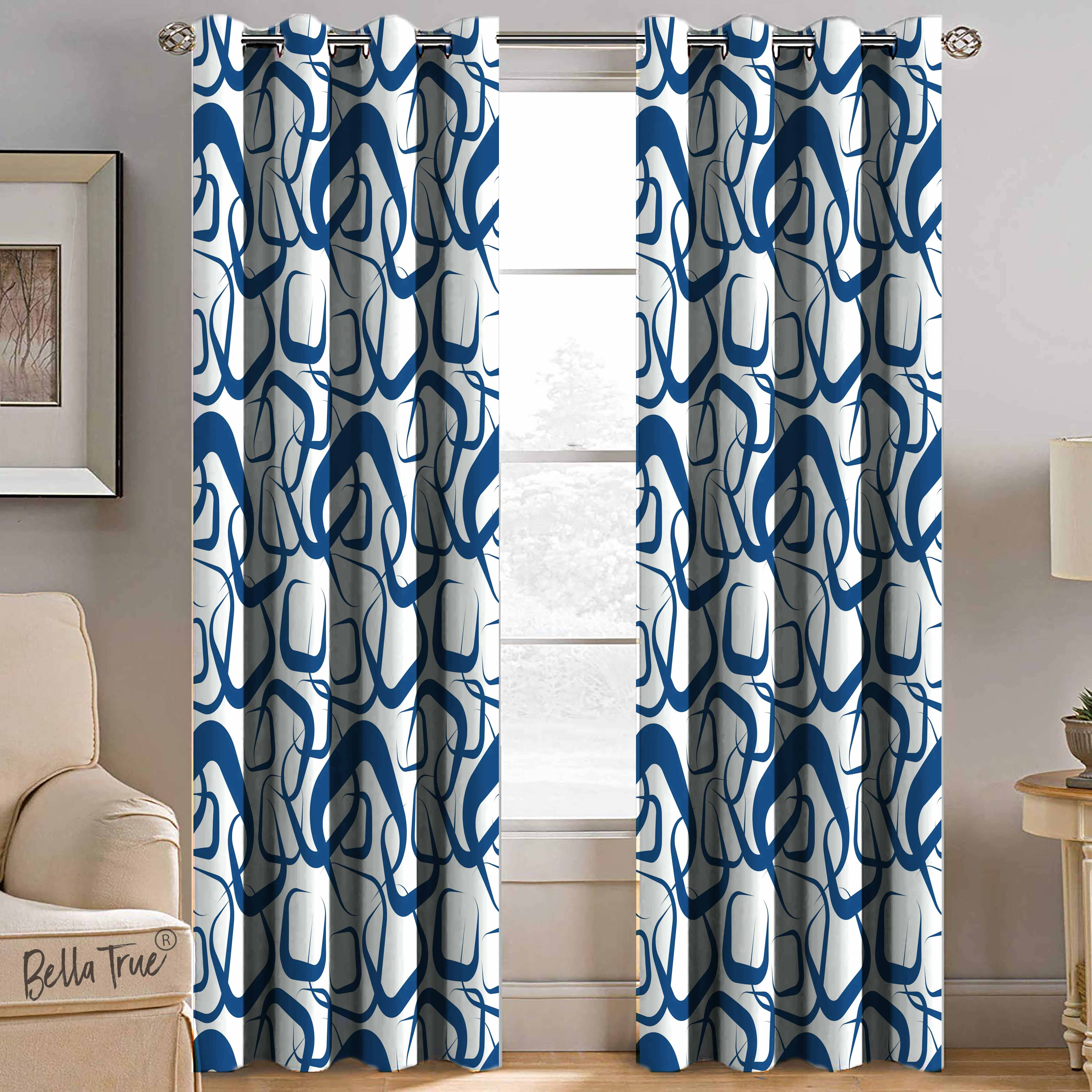     			BELLA TRUE  Set of 2 Door SemiTransparent Eyelet Polyester Multi Color Curtains ( 213 x 113 cm )