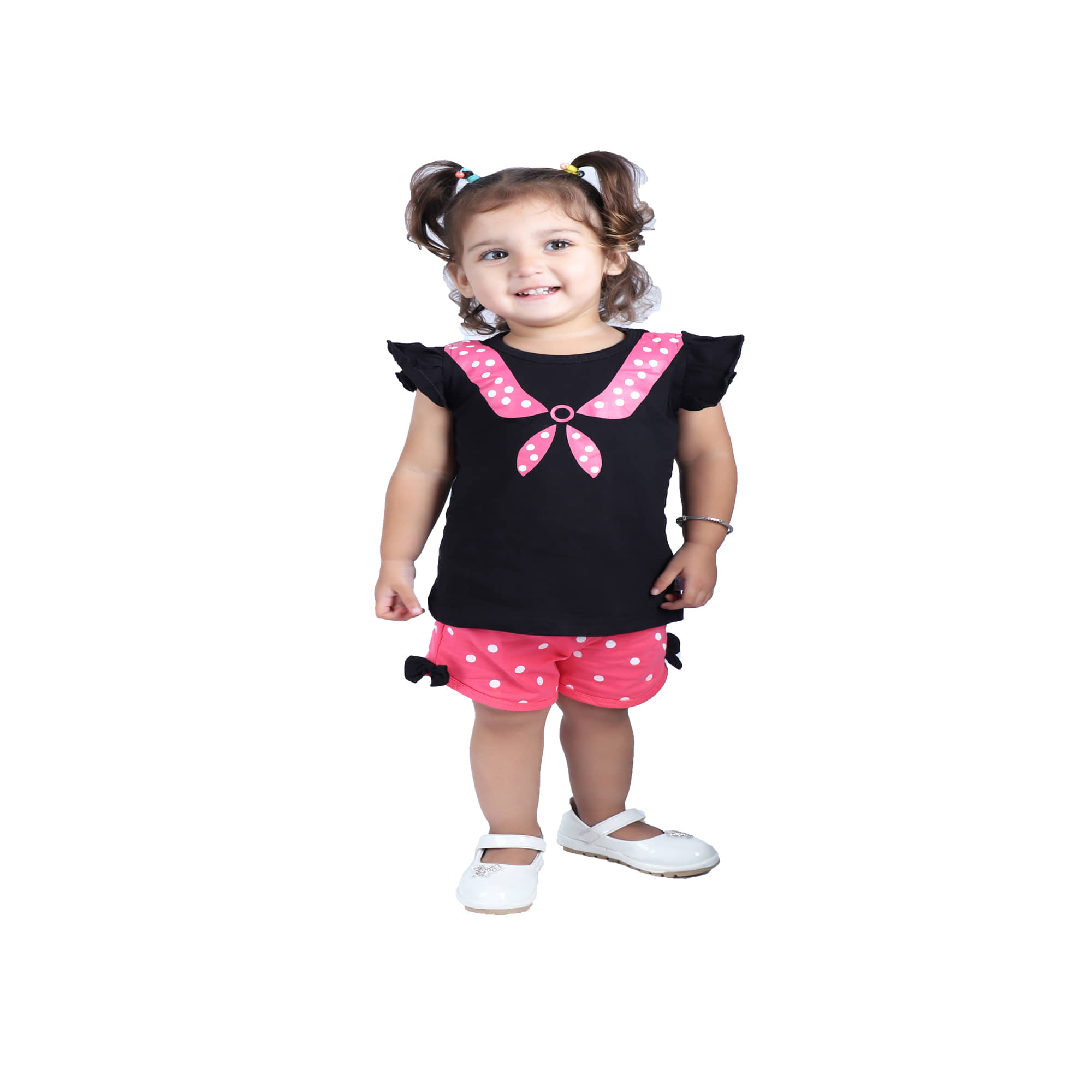 CATCUB Baby Girls 100% Cotton T Shirts & Shorts ( Black )