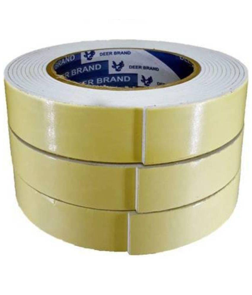     			Double Sided Self Adhesive Foam Mounting Tape (Manual)  (Set of 3, White)