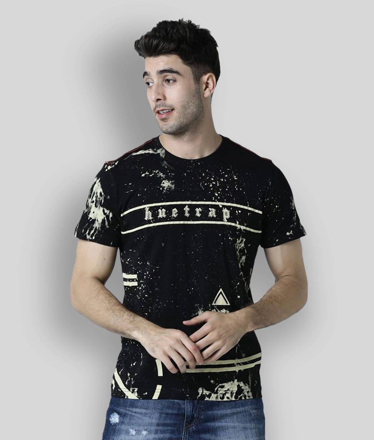 Huetrap Pack of 1 Cotton Regular Fit Men's T-Shirt ( Black )     			Huetrap Pack of 1 Cotton Regular Fit Men's T-Shirt ( Black )